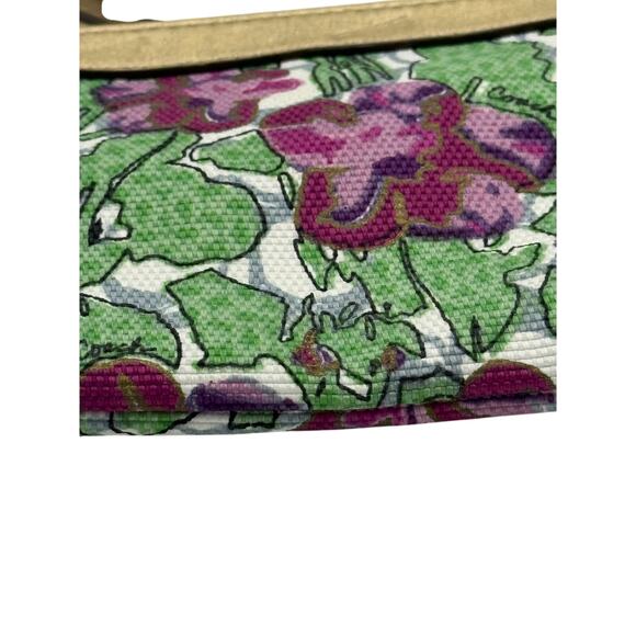 RETAIL $128 Coach Ltd. Edition Ashley Iris Floral Gold Leather & Canvas Wristlet - Picture 3 of 8